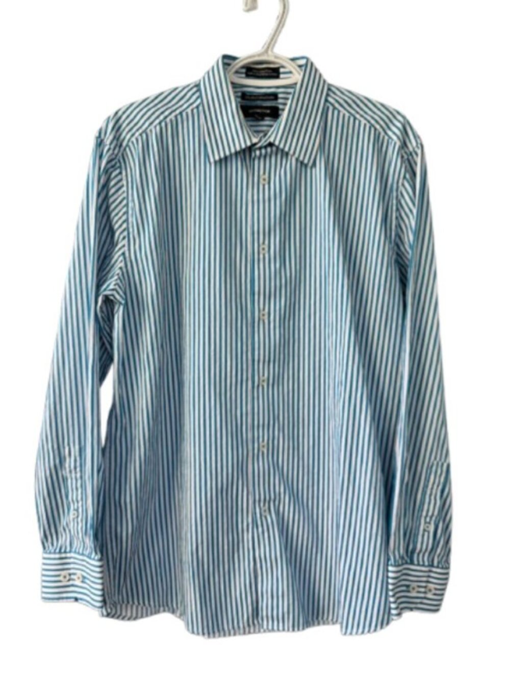 Distinction striped button up dress shirt blue, white men's size 15.5